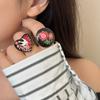 Luxury Enamel Ring Vintage Chunky Ring Personality Retro Drip Oil Ring  Jewelry Gift