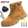 Большой размер 50 Мужские зимние ботинки Стальные носки Защитные ботинки Защитная обувь Рабочие ботинки Неразрушимая обувь Защита от проколов