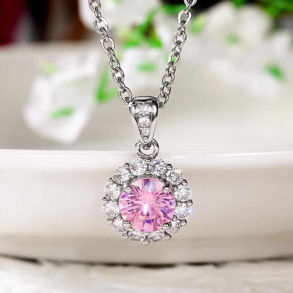 Huitan Aesthetic Colorful Cubic Zirconia Pendant Necklace Women For Wedding Party Temperament Lady 'S Neck Accessory Jewelry
