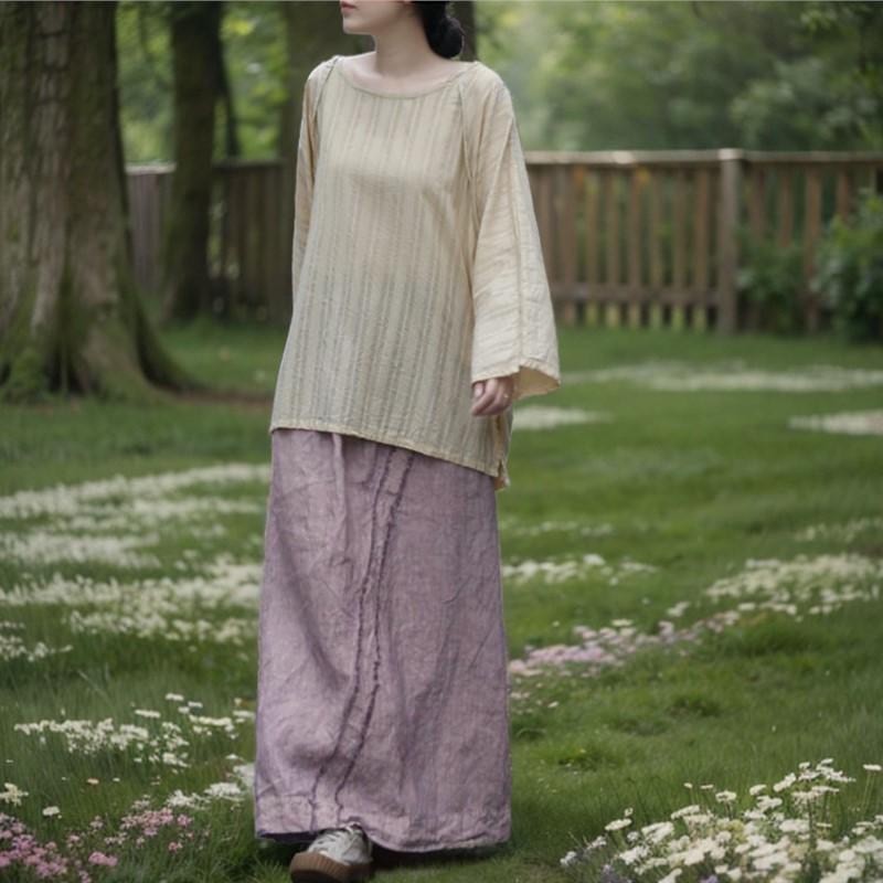 Johnature Женские полосатые футболки с круглым вырезом и длинным рукавом, весенние свободные повседневные женские футболки