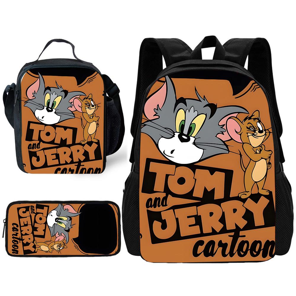 Детский Школьный Мультяшный Забавный Рюкзак T-Toms с Сумками для Ланча, Пеналами, Школьными Сумками для Мальчиков Девочек Аниме J-Jerrys Лучший Подарок