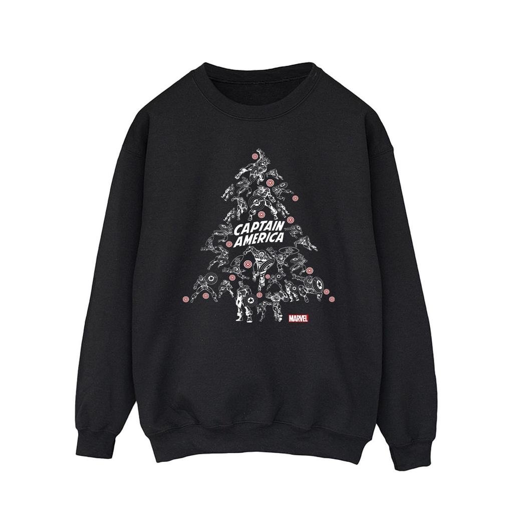 Marvel Mens Captain America Christmas Tree Sweatshirt