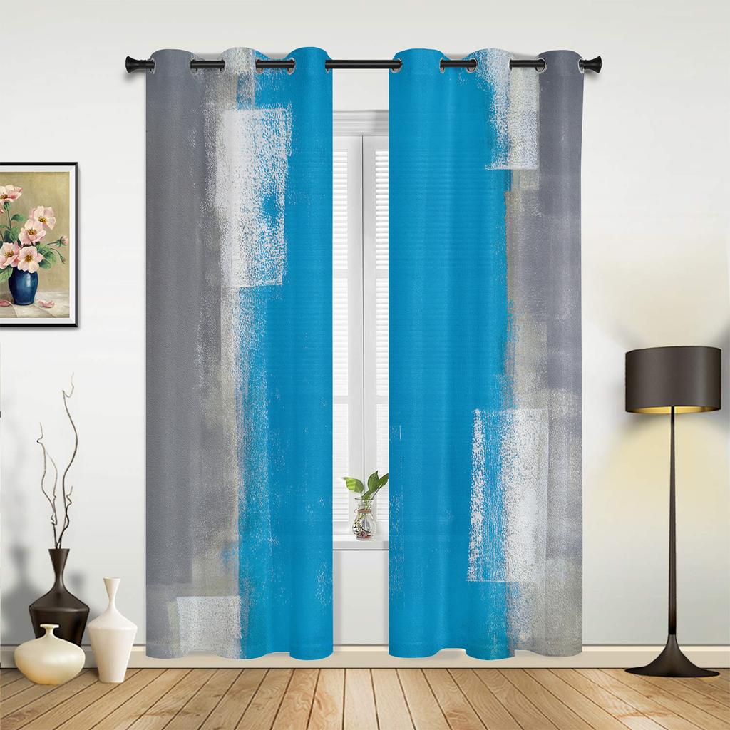 Orange Gray Abstract Oil Painting Texture Curtains for Bedroom Living Room Drapes Kitchen Kid's Room Window Curtain Home Decor