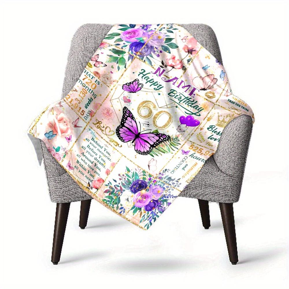 Floral Butterfly 60Th Birthday Home Blankets Comfortable Soft Lightweight Allseason Multipurpose Blanket For Picnic Sofa Office Bed Living Room