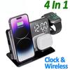 15W 4 In 1 Wireless Charger Clock Stand Pad For iPhone 14 13 12 X Apple Watch Fast Charging Dock Station for Airpods Pro iWatch 8 7 6