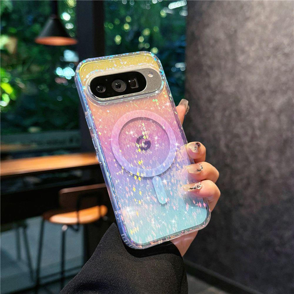 Подходит для чехла для мобильного телефона Google Google 9Pro/10proXL Терминатор Pixel9A блестящий магнитный прозрачный чехол