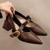 Женские туфли-лодочки Spring с острым носком Mary Jane Shoes для женщин Casual Belt Buckle Shallow Slip on Party Heels Women Zapatos De Mujer