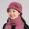 Flower Floral Knitted Bucket Hat Handmade Warm Fisherman Hat Casual Woolen Hat  Middle-aged Elderly