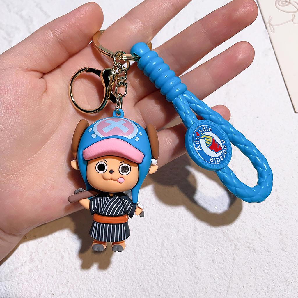 One Piece Keychains Anime Monkey D. Luffy Tony Chopper Roronoa Zoro Cartoon Character Key Chains Keyring Doll Bag Pendent