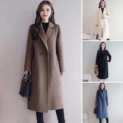 Женская куртка с отложным воротником и карманами, однотонное двубортное пальто свободного кроя, термобелье с длинными рукавами, для поездок на работу, свиданий, весна, осень, зима, пальто