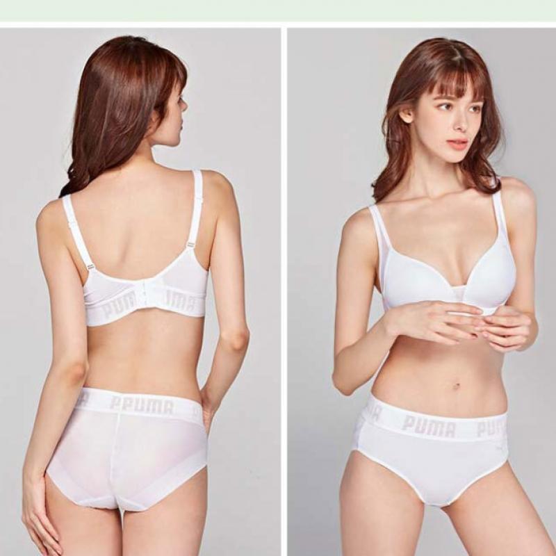Puma Bodywear Puma Active Comfort Bra Panty 2 Piece Purple White