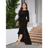 Women's Dress Plus Size Three-quarter Sleeve Mermaid High Low Hem Extra Long Velvet Dresses
