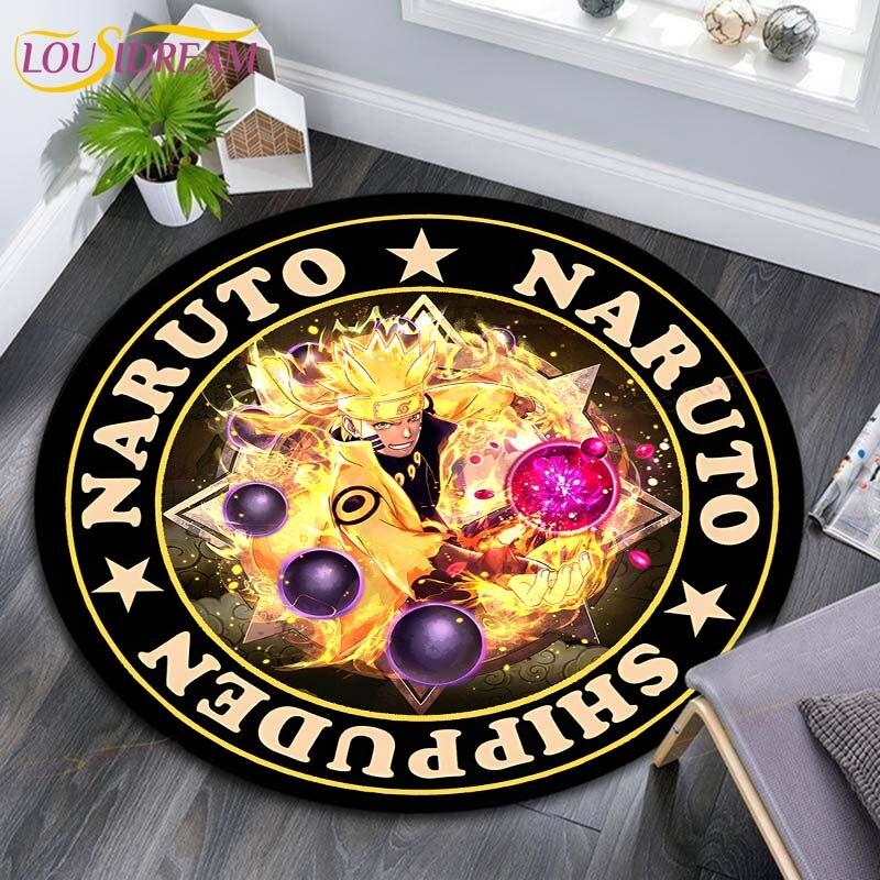 Круглые коврики с рисунком Наруто, геометрические противоскользящие напольные коврики для гостиной, декор для комнаты, домашние коврики, коврик для игр в стиле Наруто, детский коврик