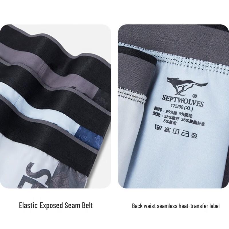 Мужские антибактериальные боксеры-брифы Qipilang с принтом волка тай-чи