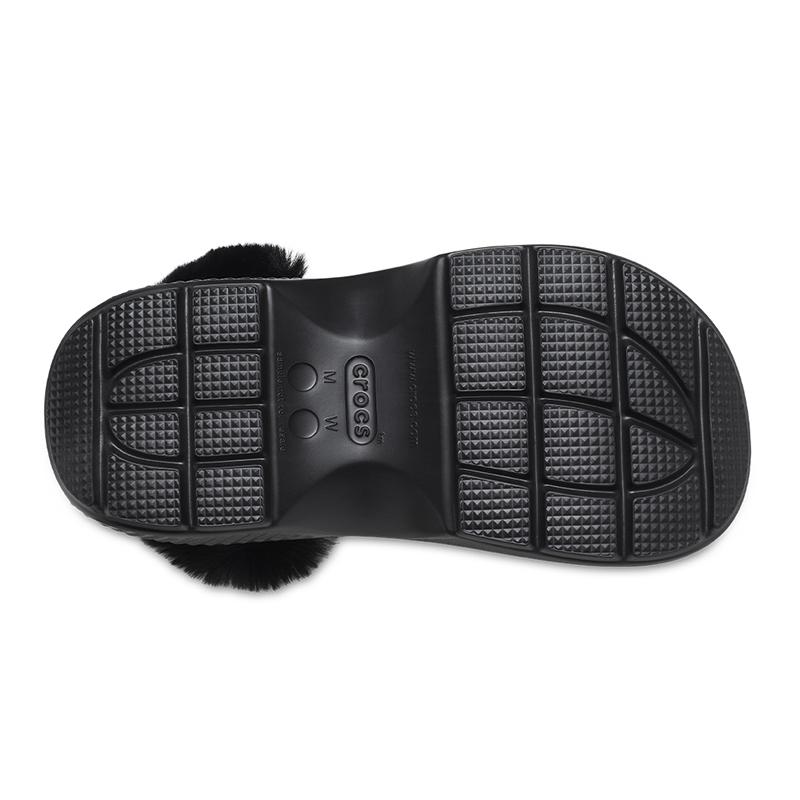 Crocs Stomp Клоги на подкладке EVA Удобные и теплые Унисекс Черная плюшевая часть не снимается