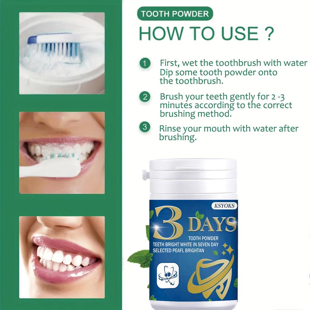 3 Days of Tooth Powder, 7 Days To Make Teeth White, Selected Pearls To Brighten Teeth, Fresh Breath