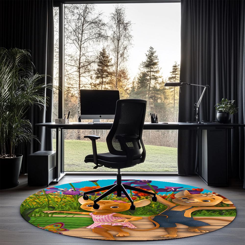 JoNaLu Printed Round Rug Carpet Chair Rug Area Rug Entryway Doormats,for Office Chair Living Room Bedroom Kitchen Room.
