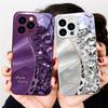 Чехол для телефона из закаленного стекла с леопардовым принтом и бриллиантами для IPhone 16 Pro Max 15 Plus 14 Pro 13 12 Mini 11 Pro Max X XS 7 8 Plus 2022