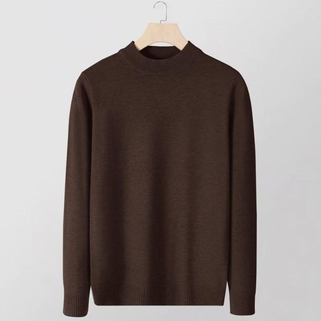 2024 Autumn/Winter Men's Youth Half Turtleneck Knitted Sweater - Casual Mid-Neck Top