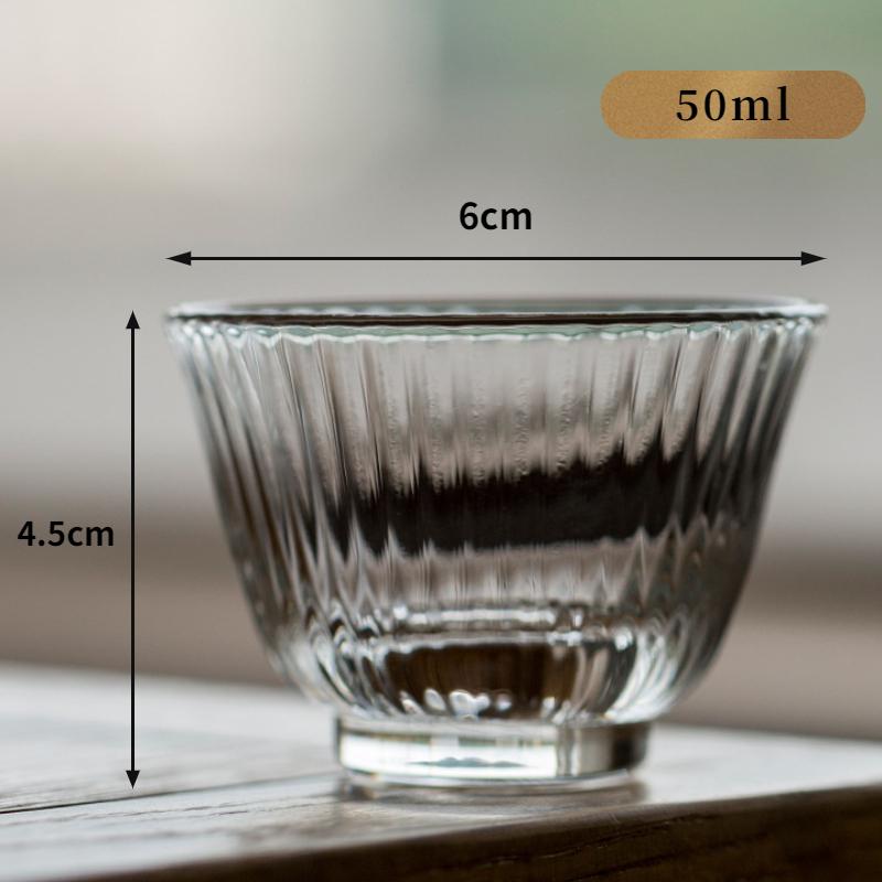 Japanese Heat-resistant Glass Petal Cup Smelling Cup Transparent Vertical Teacup Single Master Cup Small Sake Wine Cup