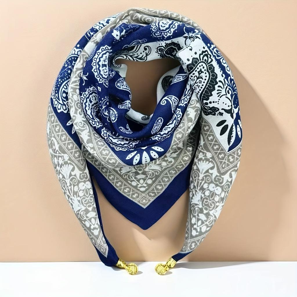 Magnetic Buckle Square Scarf Triangle Scarf for Spring Autumn Winter Neck Protection Warm Scarf