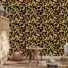 Flowers and Leaves Wallpaper Black and Ochre for Living Room and Bedroom 50x1000
