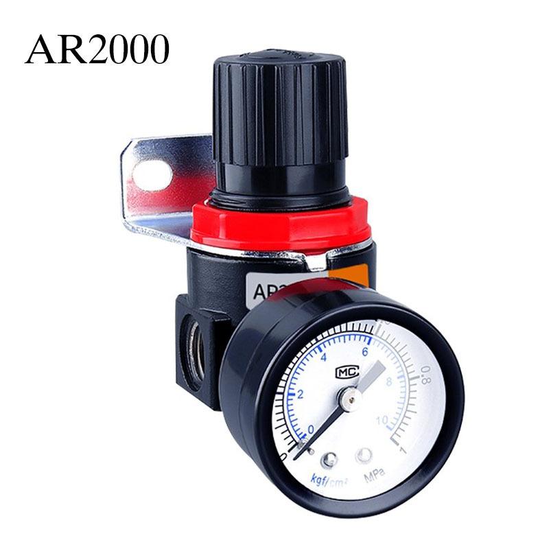 AR2000 G1/4'' Pneumatic Air Compressor Pressure Regulator Valve Reduction Valve With 4mm 6mm 8mm 10mm 12mm Connector Fittings