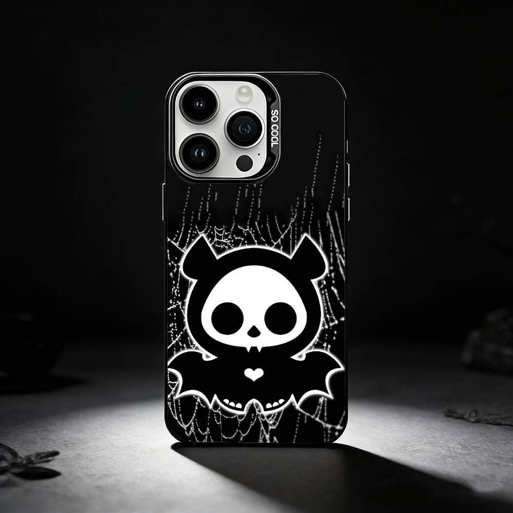 Cute Skelanimals Dog dark Phone Case For iPhone 17,16,15,14,13,12,11 Plus,Pro Max,XS,Colored silver phone case