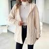 Autumn and Winter Diamond Grid Double-sided Velvet Mid Length Cardigan Jacket, Comfortable and Warm Jacket