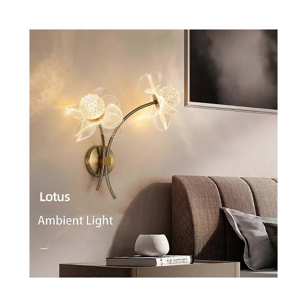 (Style 1206) Gold Wall Sconce Flower Wall Lamp Bedroom Foyer Indoor Wall Light Flower-Shaped Split Design Wall Lamp