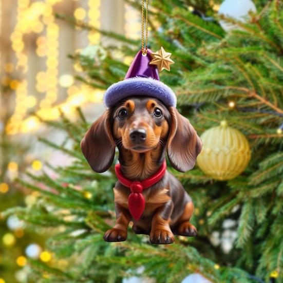 Подвеска на рождественскую елку, милая форма собаки, акриловое подвесное украшение для рождественской елки для дома, праздничное украшение