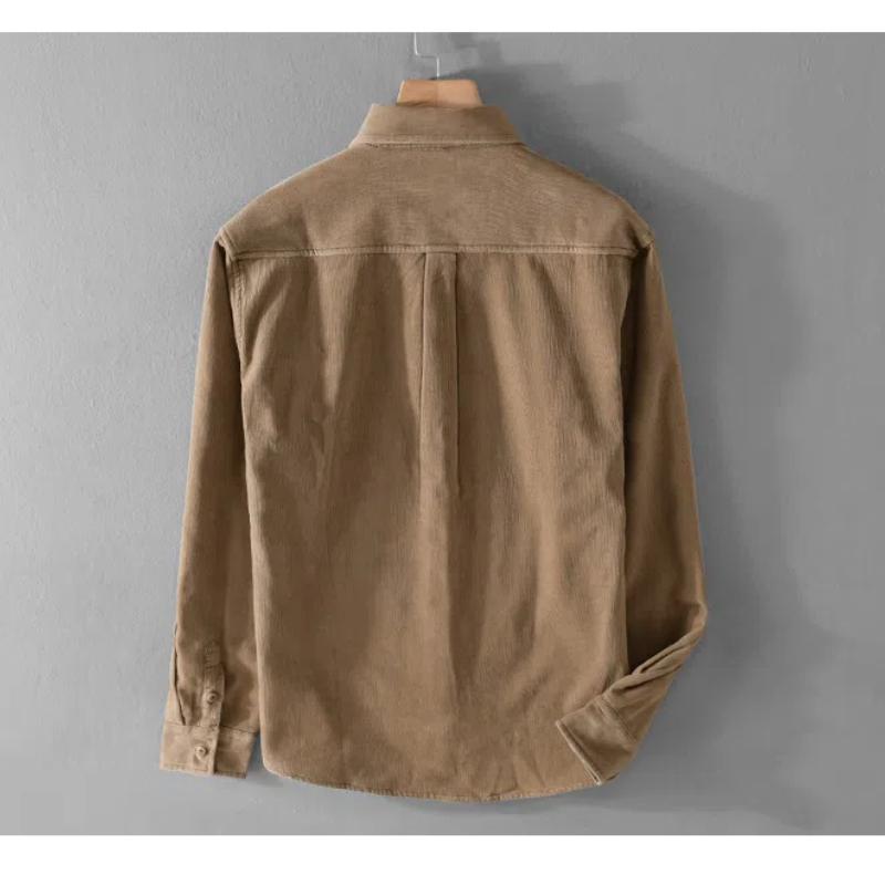 Зимние теплые мужские топы, повседневная повседневная простая мужская одежда, однотонная, с отложным воротником, длинным рукавом, вельветовая флисовая рубашка с карманом