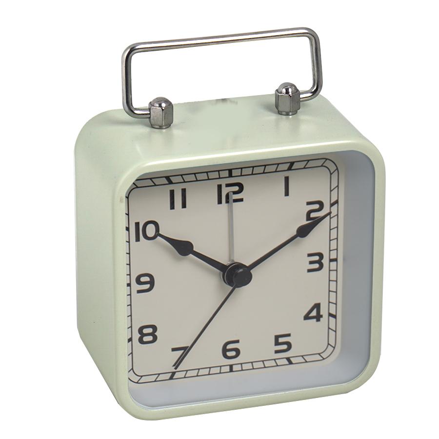 1PC Metal Square Small Alarm Clock Desktop Silent Clock Student Bed Sleep Luminous Quartz Table Clock.