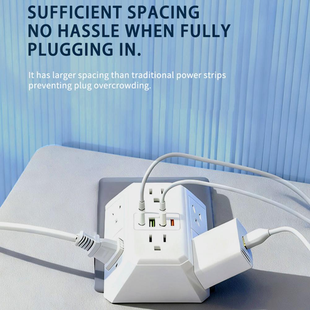 Outlet Surges Protector Extender Outlet Splitter With 6 Outlets 2 USB Ports 2 USB C Ports Small Power Strip For Home Travel