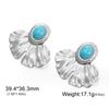 Xiaomi Turquoise Imitation Pearl Flower Stud Earrings For Women Stainless Steel Gold Color Fashion Ginkgo Leaf Floral Jewelry Gift