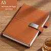 A5 Thickened Business Leather Buckle Notepad, Student Study Notebook, Work Meeting Record Book, Diary, 100 Sheets 200 Pages