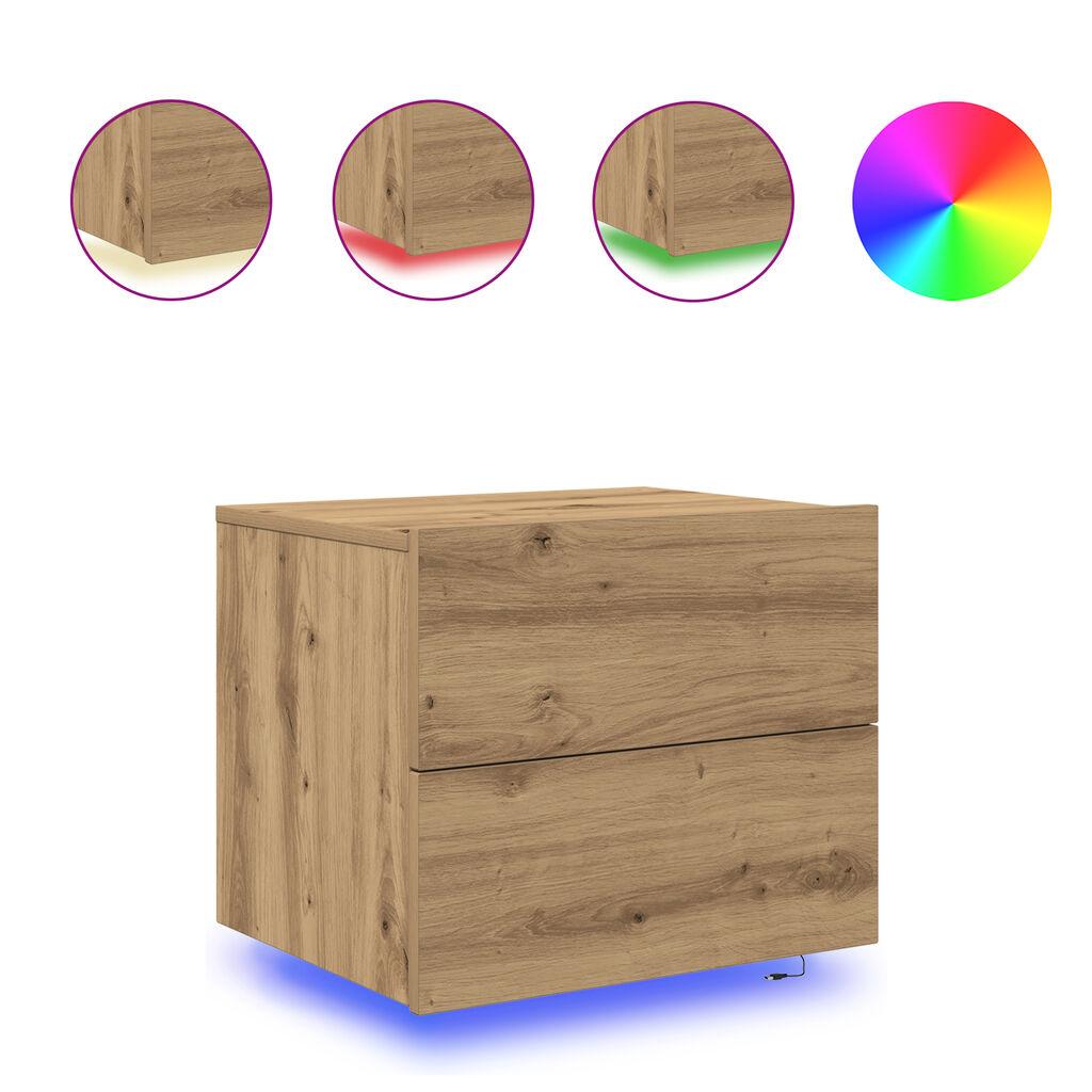 LED Wand-Nachttisch, Stauraum-Schublade, 50x39x41 cm