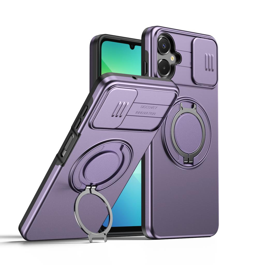 Сдвижная крышка камеры Бронированный чехол для Samsung Galaxy A07 4G A06 5G Металлическое кольцо-подставка ТПУ каркас Жесткий пластик Ударопрочный Чехол-щит