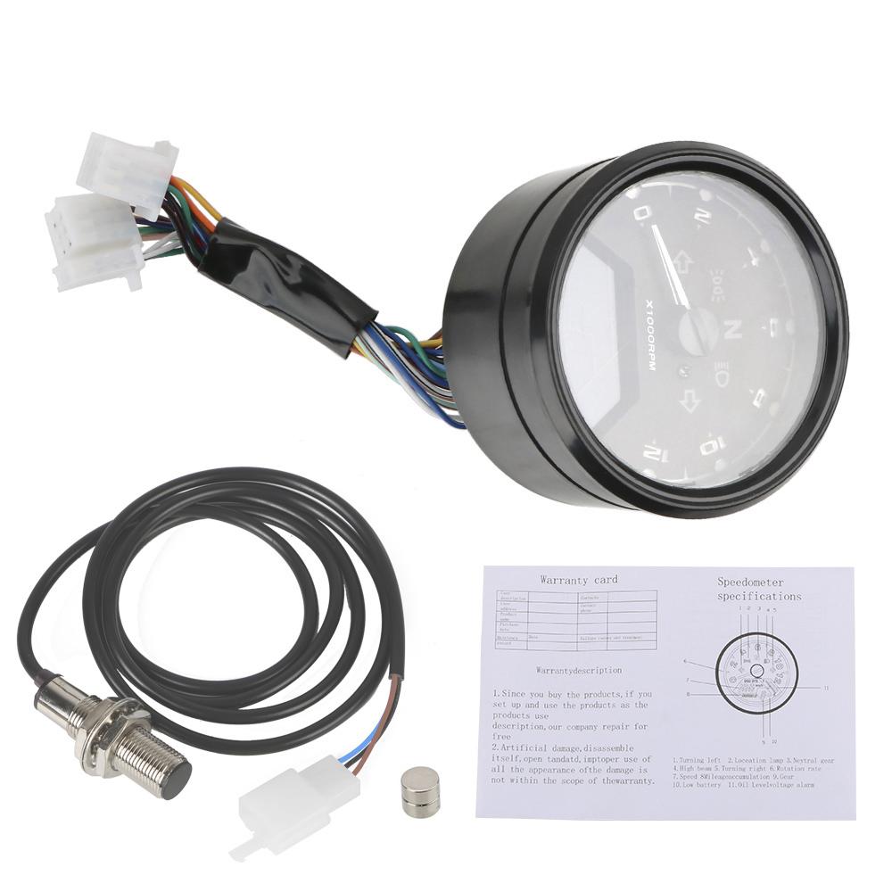 LED Multi-function Digital Indicator Tachometer Fuel Meter Anti-glare Night Vision Dial Odometer Motorcycle Panel Speedometer