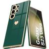 Case for Samsung Galaxy S23 Ultra - Heart Pattern - Shockproof - Anti-Scratch - Night Green Silicone