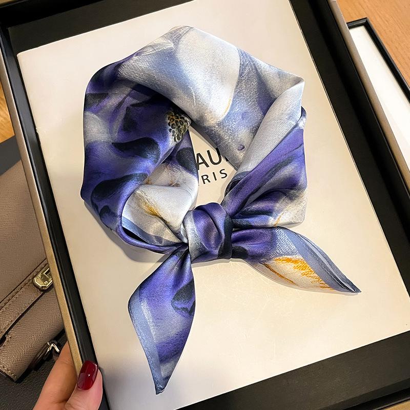New 100% Natural Real Silk Women Scarf Printed Scarfs Bandana Women Square Scarves Hijab Shawls Warp Neckerchief Female Foulard
