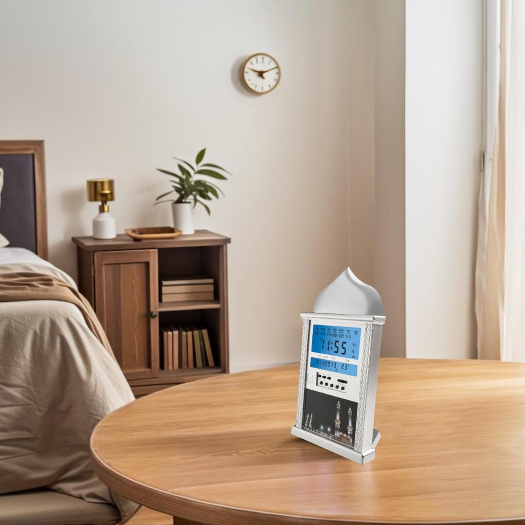 Функция календаря Азана в практичном дизайне настенных часов-будильника для мусульманской молитвы