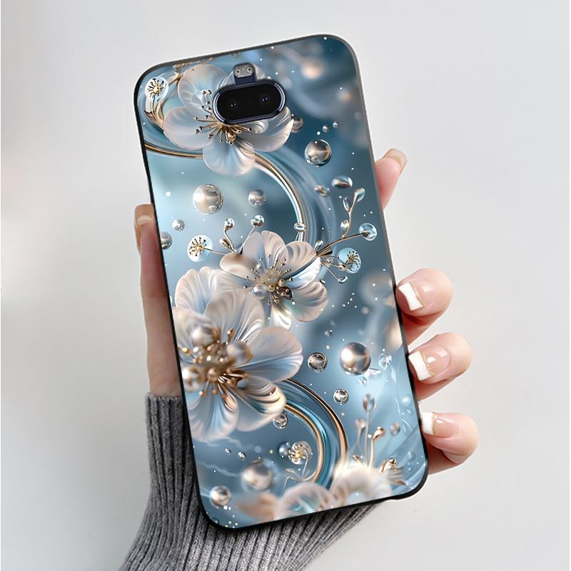 Case For Sony Xperia 20/Xperia 8/SOV42/Xperia 8 Lite Phone Case Luxury Fashion Butterfly Flowers Black Silicone Soft Back Cover