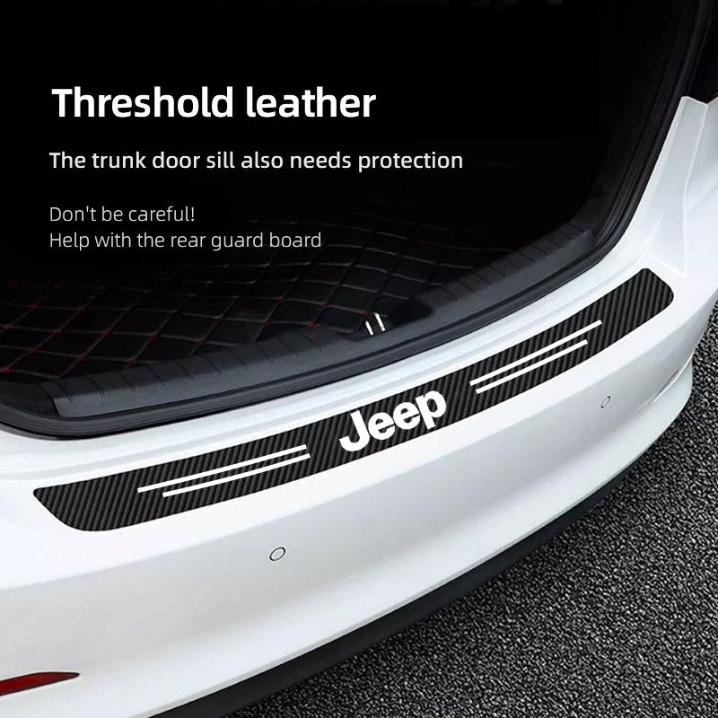 1/4/5Pcs Carbon Fiber Leather Car Door Sill Protector Strip For Jeep Wrangler Renegade Compass Grand Cherokee Patriot Rubicon AKM1