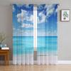 Beach Sea Blue Sky Nature Scenery Sheer Curtains for Living Room Decoration Window Curtains Kitchen Tulle Voile Organza Curtains