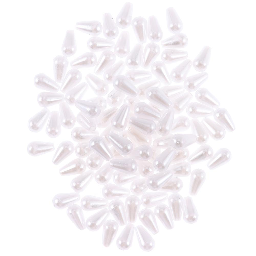 Упаковка из 100 бусин из искусственного жемчуга размером 6x10 мм в форме капли для ювелирных аксессуаров