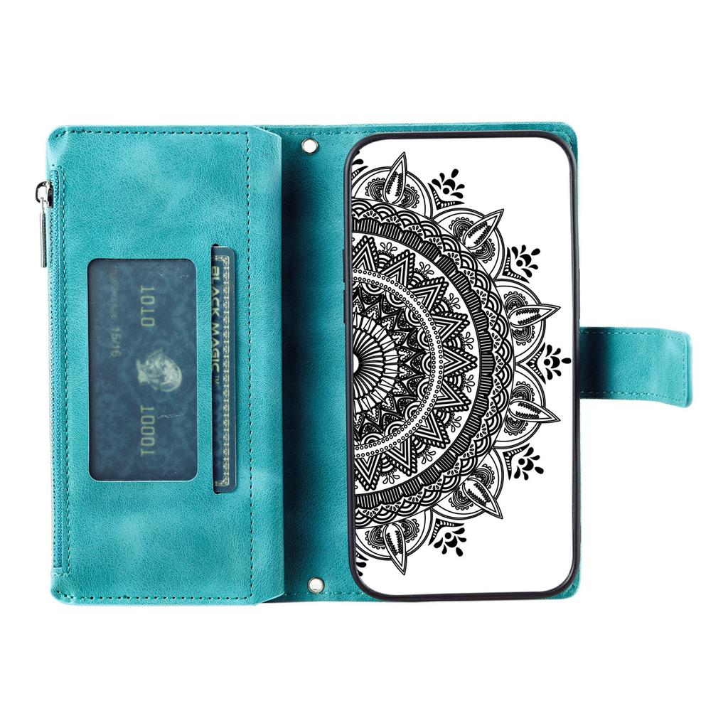 For Xiaomi Redmi 15 5G (EU) (171mm)/4G (EU) (171mm) Wallet Case Mandala Flower Pattern PU Leather Phone Cover with Wrist Strap