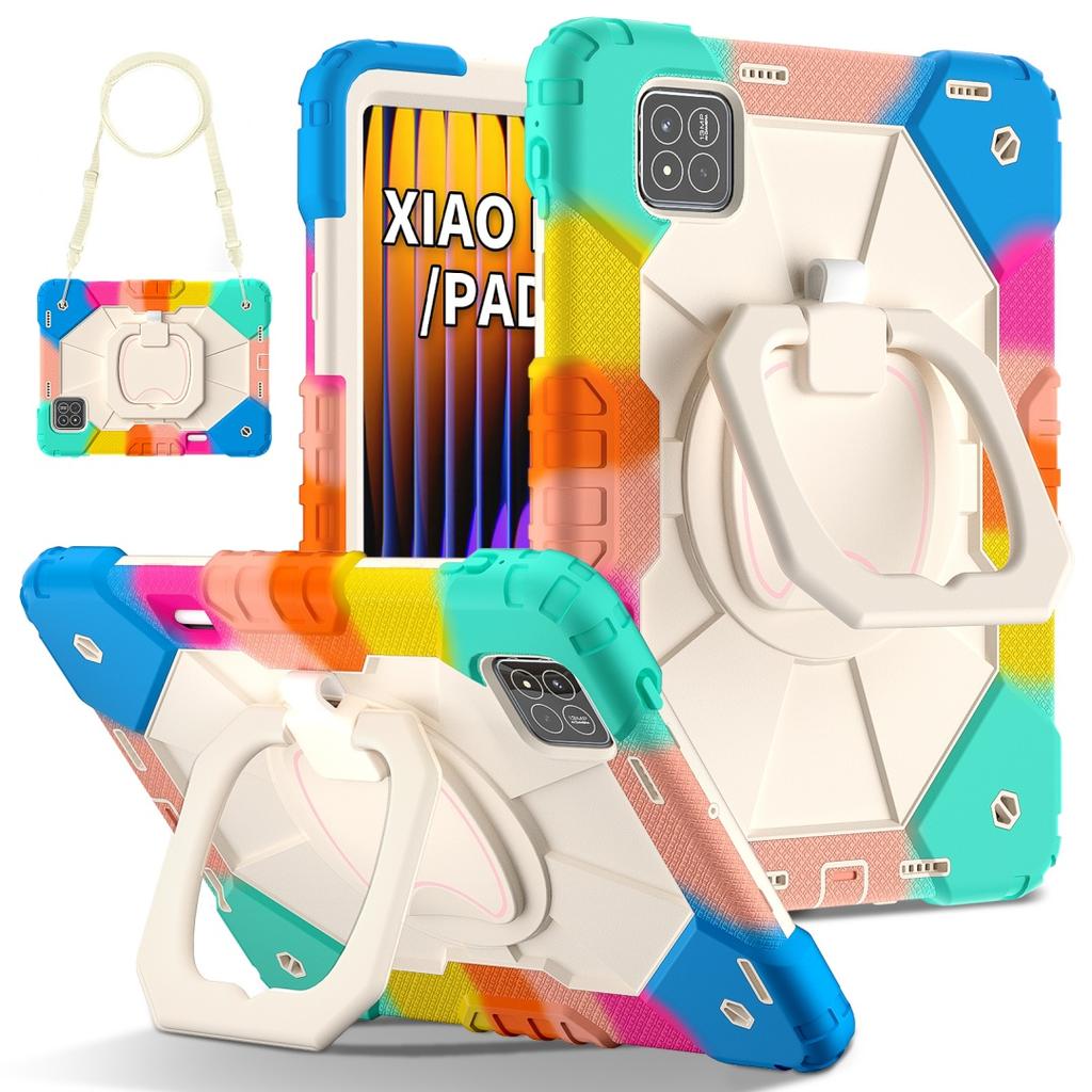 Для Xiaomi Pad 7 / Xiaomi Pad 7 Pro.360° вращающаяся рукоятка прочная защитная подставка TPU+PC 3в1 противоударный противоударный чехол для планшета и ПК