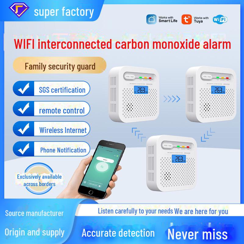 WiFi-датчик угарного газа Tuya с европейским патентом, стандартом EN50291, 10-летним сроком службы и возможностью подключения.