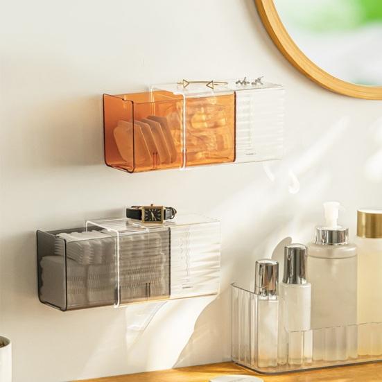 Ящик для хранения, прозрачный пластиковый настенный ящик для хранения, компактный тампон, органайзер для макияжа для домашней ванной комнаты
